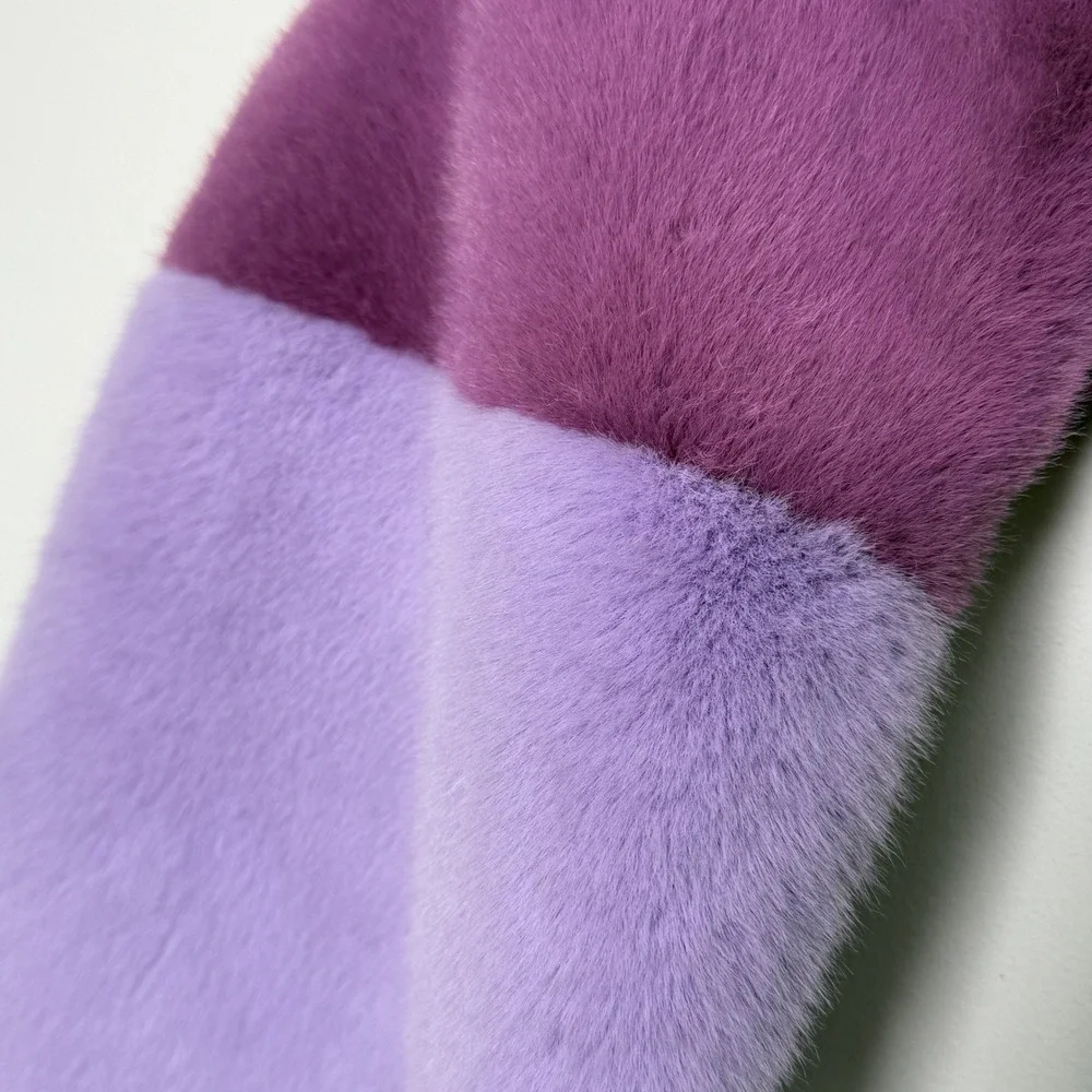 Halogen Atlantic Pacific Faux Fur Scarf Purple‎ Lavender Ombre - Picture 5 of 7